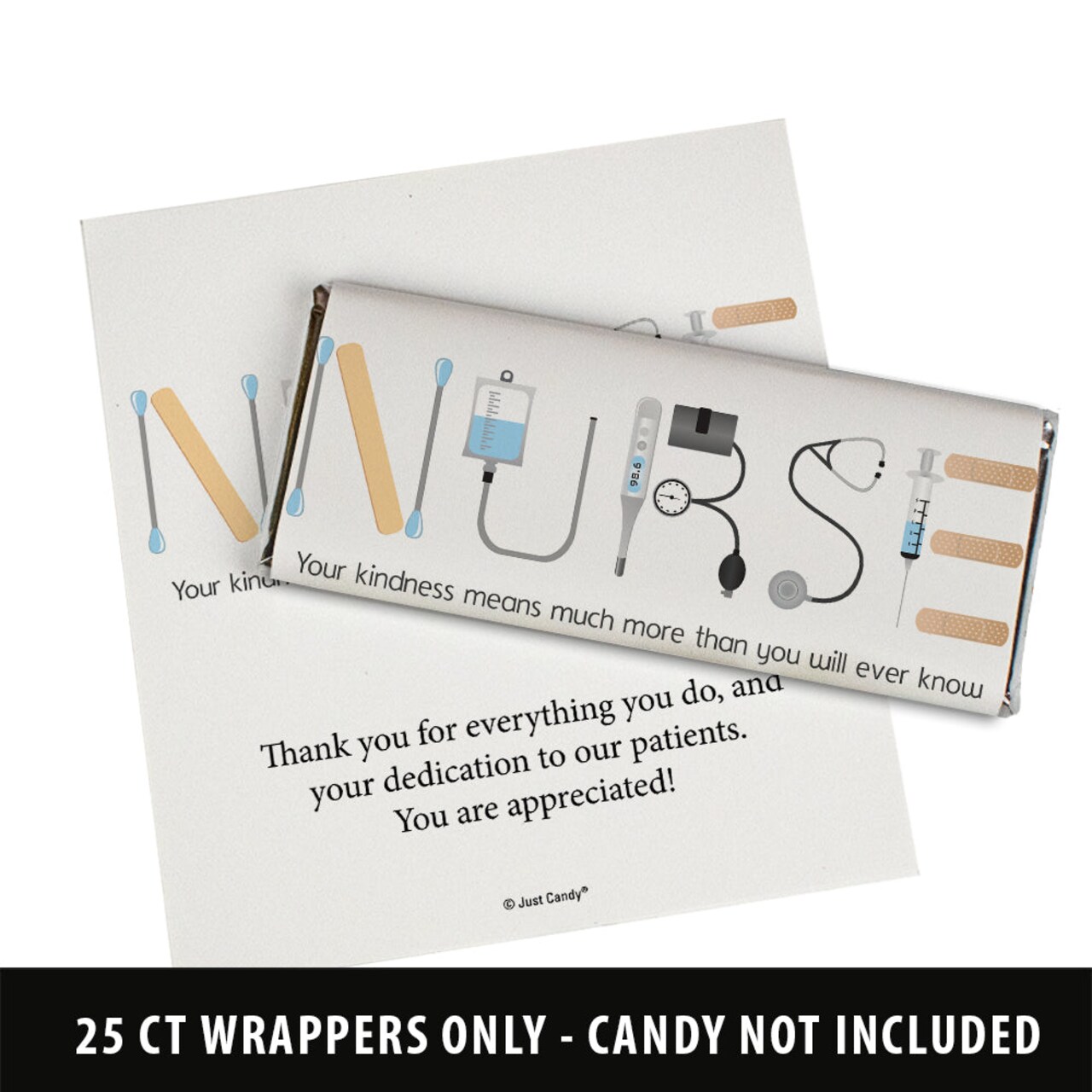 24ct Nurse Appreciation Week Thank You Wrappers Only for Chocolate Bars by Just Candy